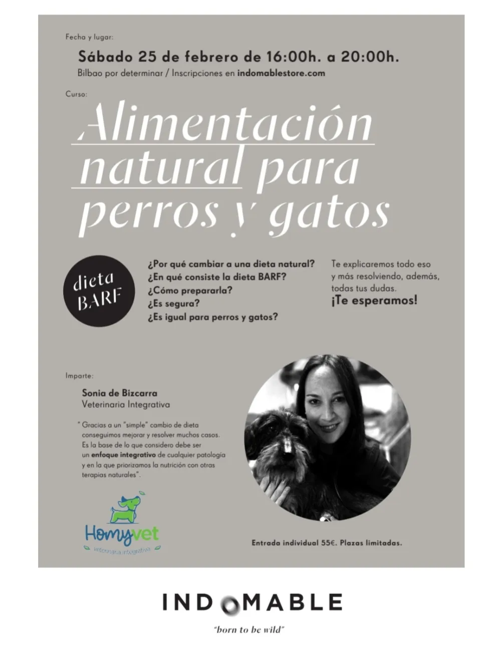 Curso Presencial de Alimentación Natural-Sonia de Bizcarra HOMYVET