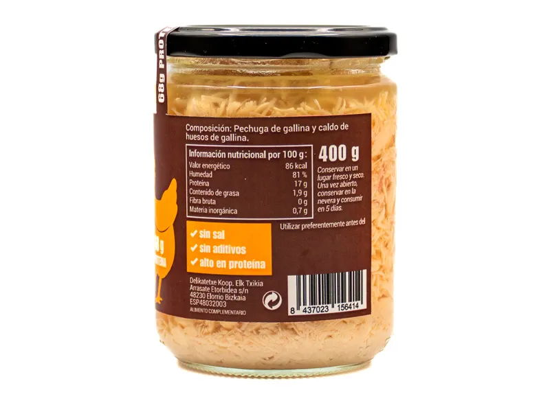 Pechuga de gallina en caldo de huesos 400g
