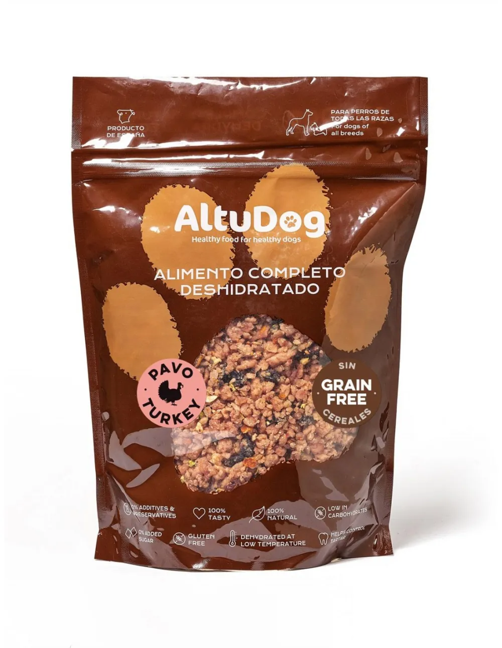 Menú natural deshidratado PAVO SIN CEREALES adulto 1Kg