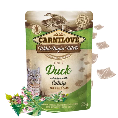 Menú gato de pollo y pato con catnip 85g
