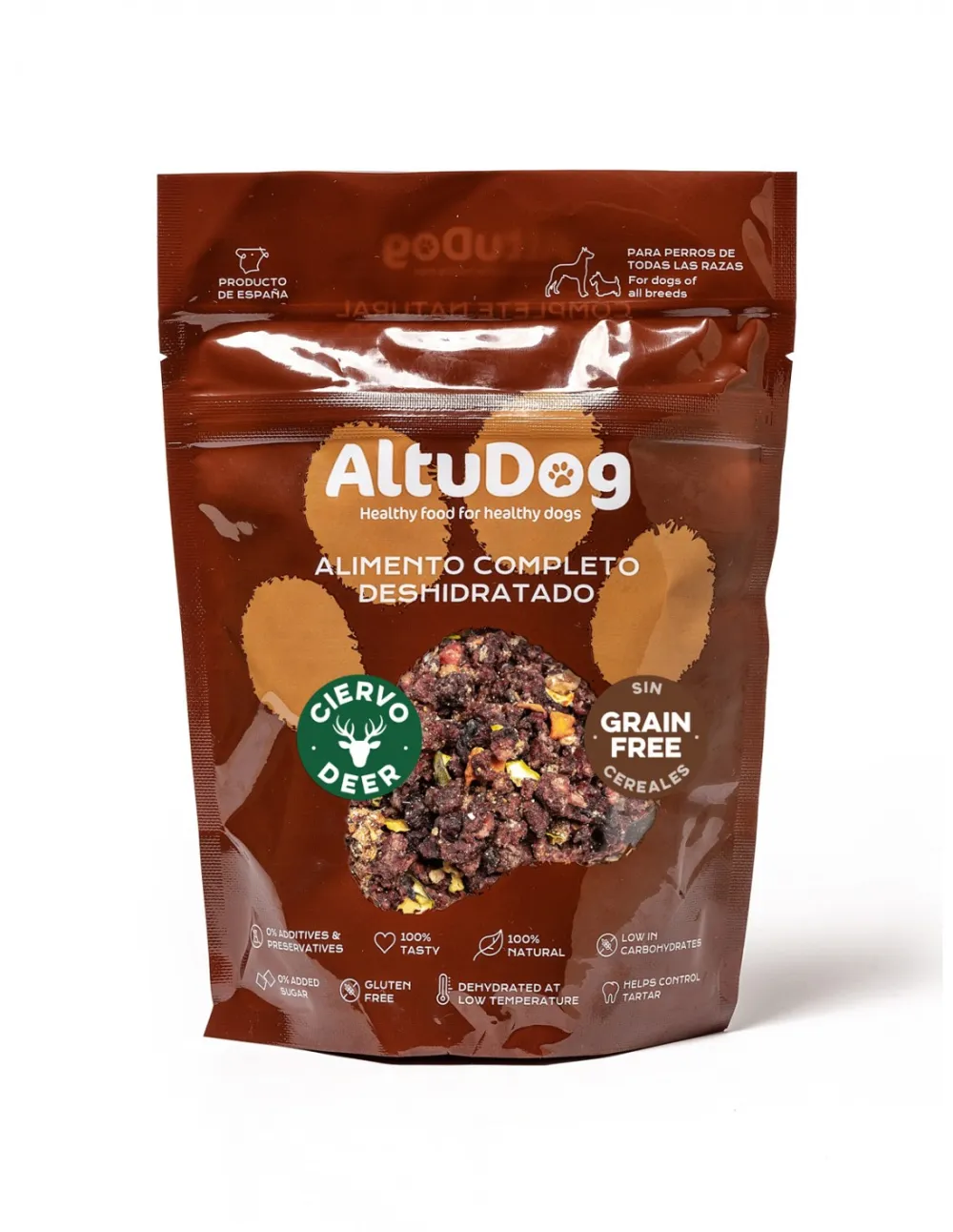 Menú natural deshidratado CIERVO SIN CEREALES 1kg