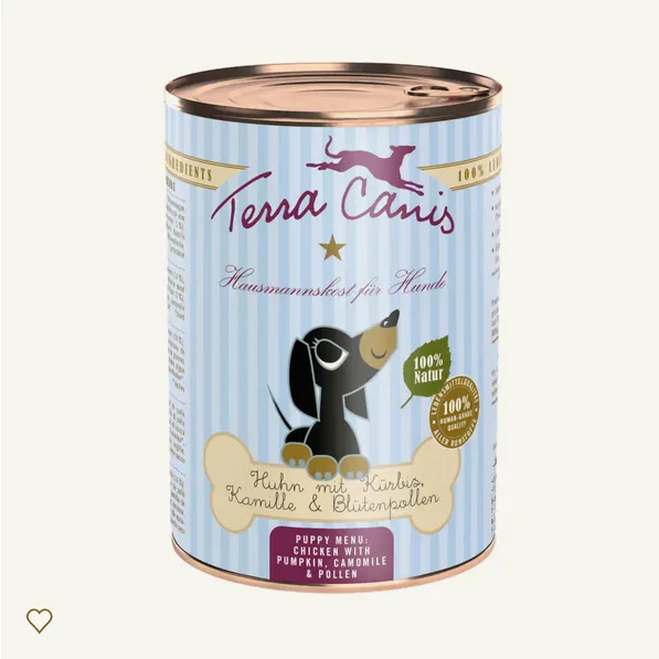 Menú PUPPY pollo con calabaza, manzanilla y polen de flor 400g