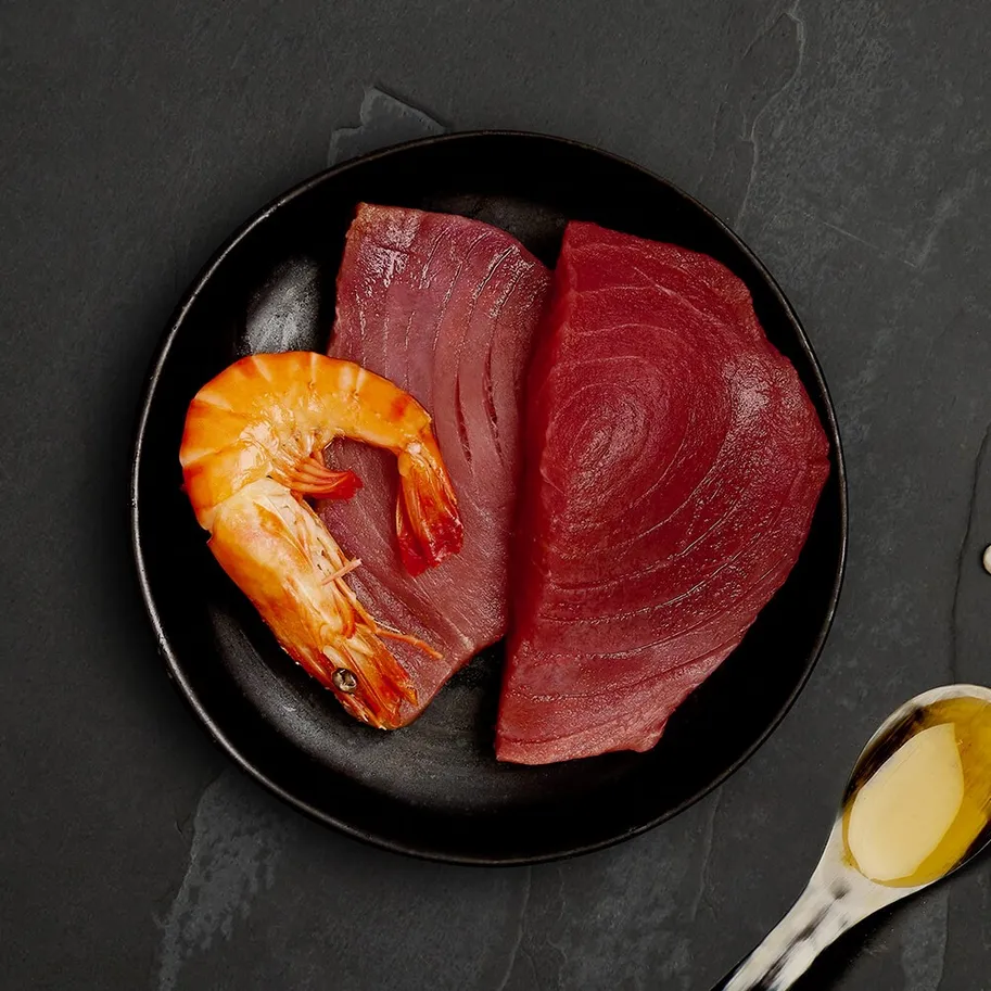 Menú gato de atún y gambas 75g