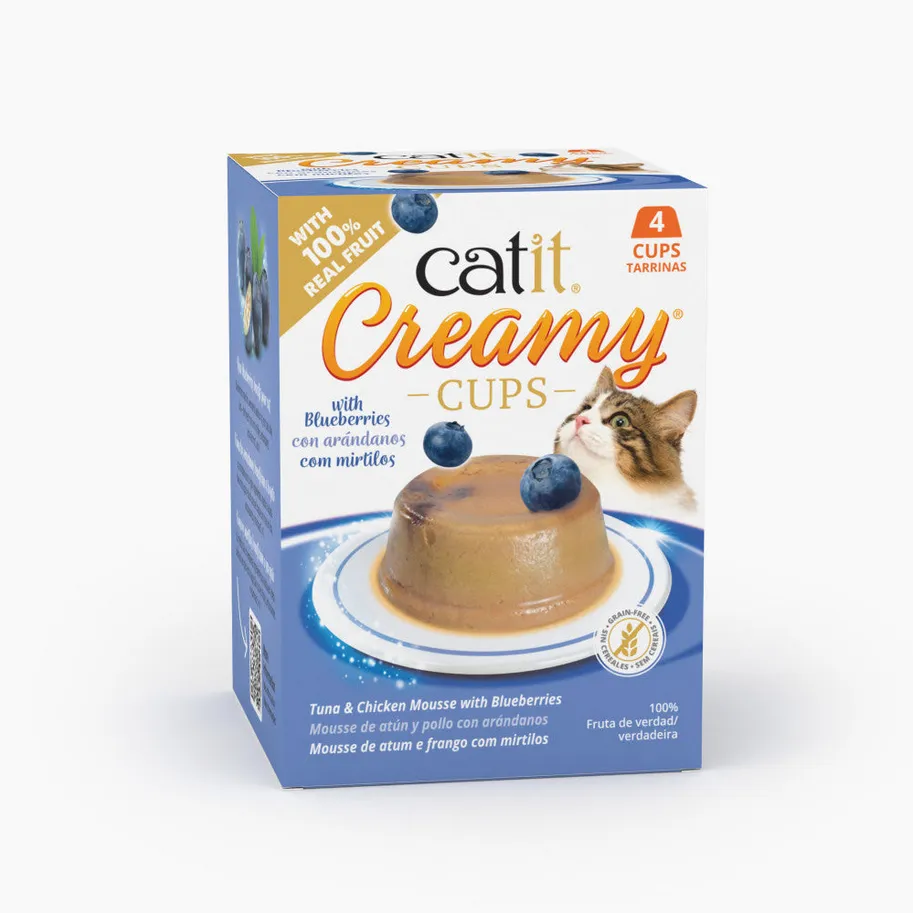 Creamy cups mousse pollo y atún con arándanos